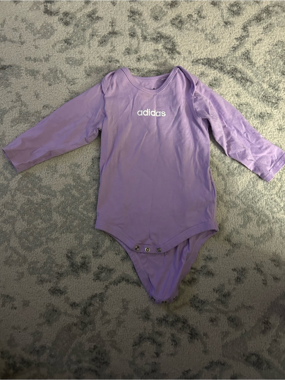 adidas Lavender Long-Sleeve Baby One-Piece Bodysuit